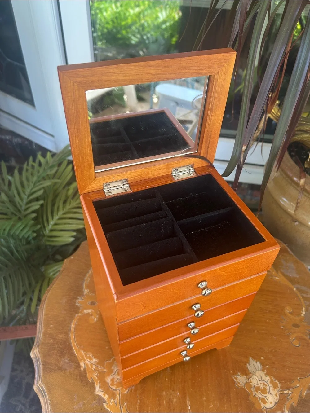 Wooden 5-Drawer Jewelry Armoire Chest